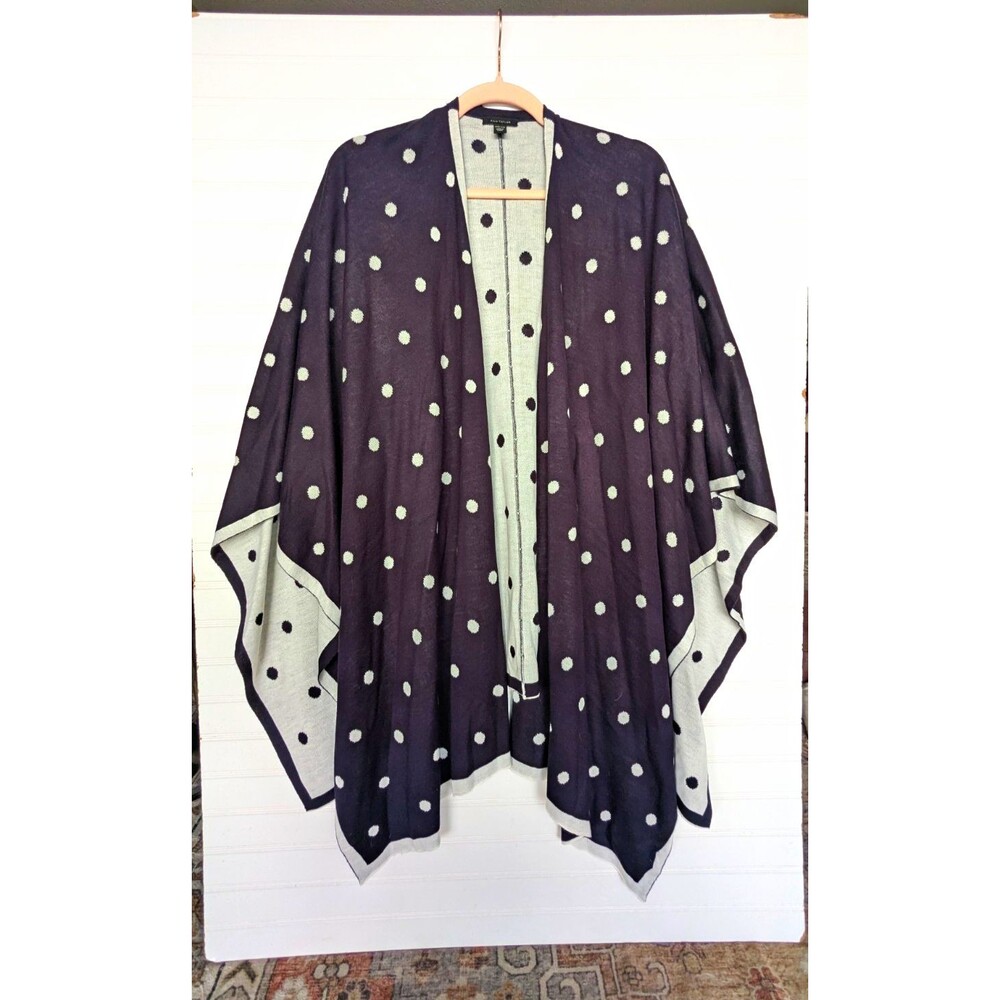 Ann Taylor OS Black White Polka Dot Shawl Wrap Cardigan Knit